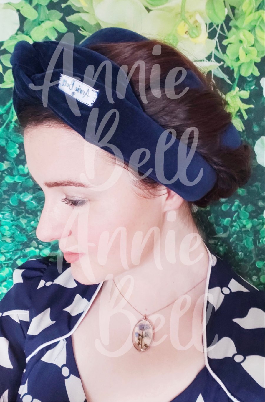 Navy Blue cotton velour long heatless hair curling ribbon, heatless curls 