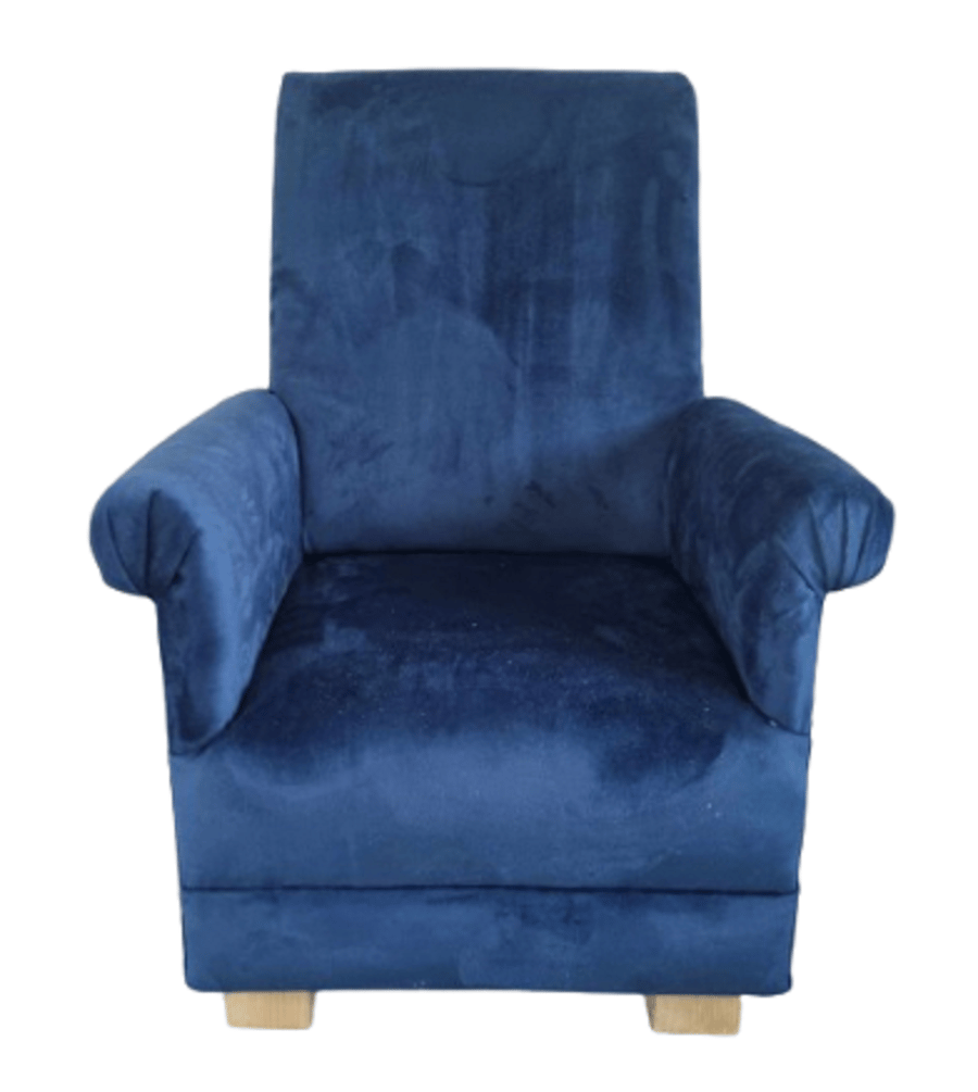 Navy Blue Velvet Armchair Adult Chair Accent Statement Bedroom Nursery Small 