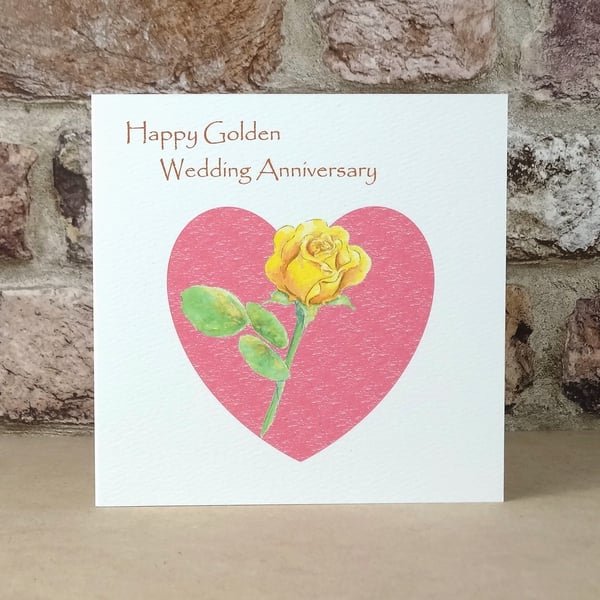 Golden Wedding Anniversary Card Rosebud