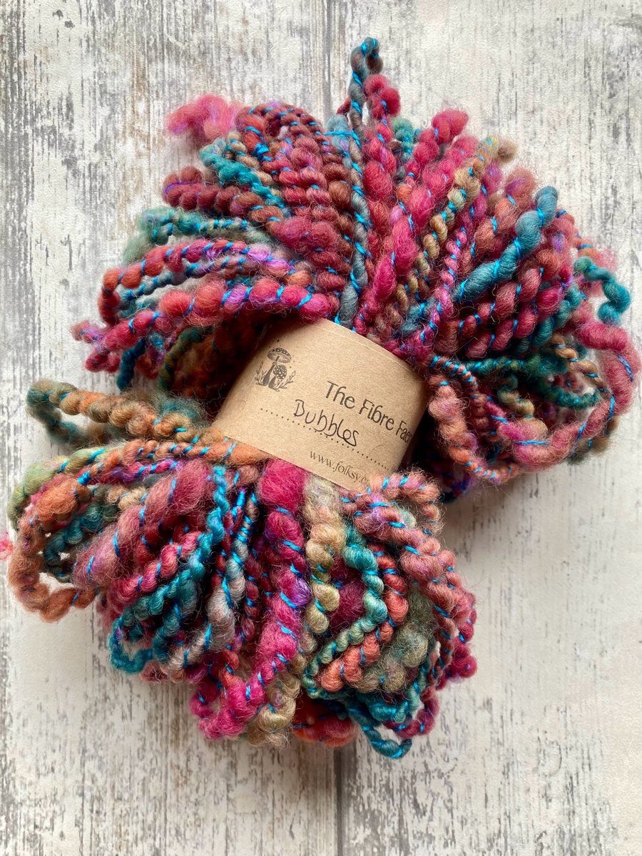 Hand spun art yarn 65g Bubbles