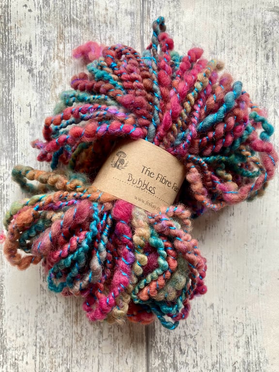 Hand spun art yarn 65g Bubbles