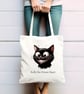 Funny Cat Buffy the Mouse Slayer Tote Cotton Shopping Bag. 