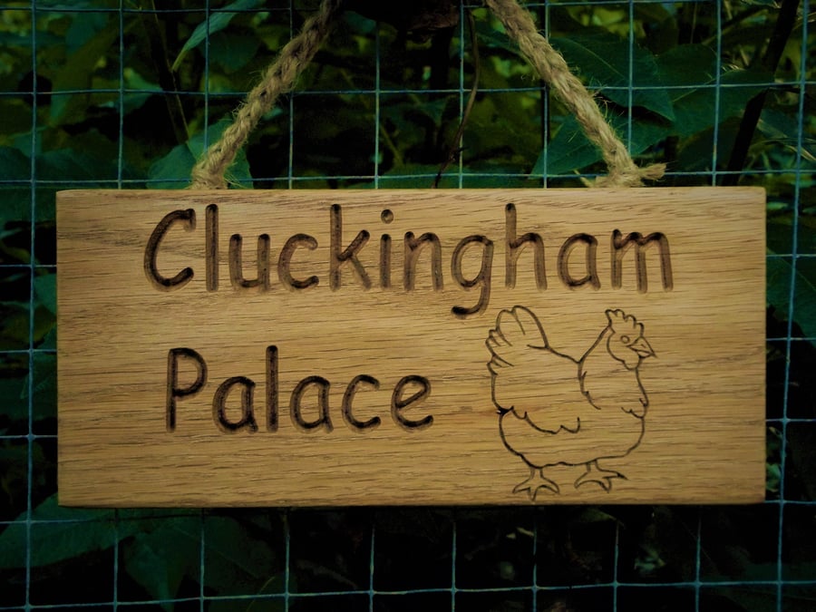 Personalised Gift Chicken House Coop Sign Outdoor Hanging Carved Oak Sign Birthd