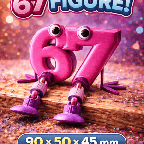Adorable 3D Printed 67 Figure Toy – 90-50-45mm – Fun Desk Decor