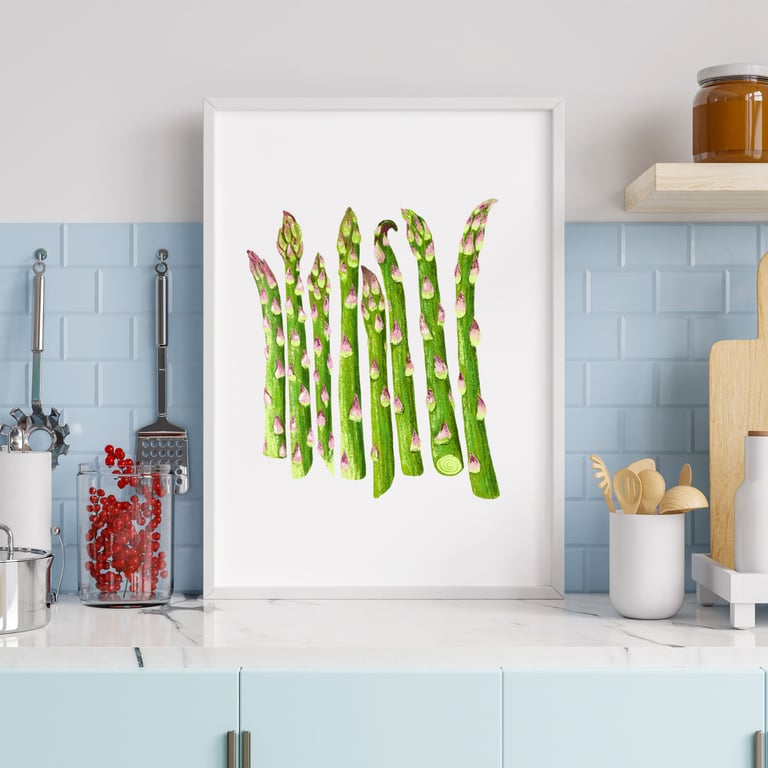 Asparagus Art Print, Vegetable Print, Kitchen Wall Art