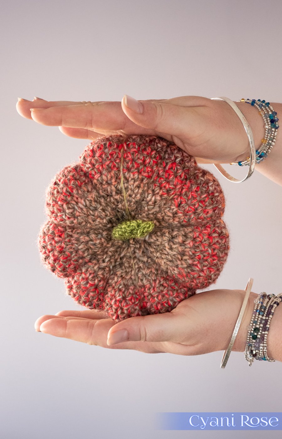 Cute crochet pumpkin decoration in premium acrylic yarn