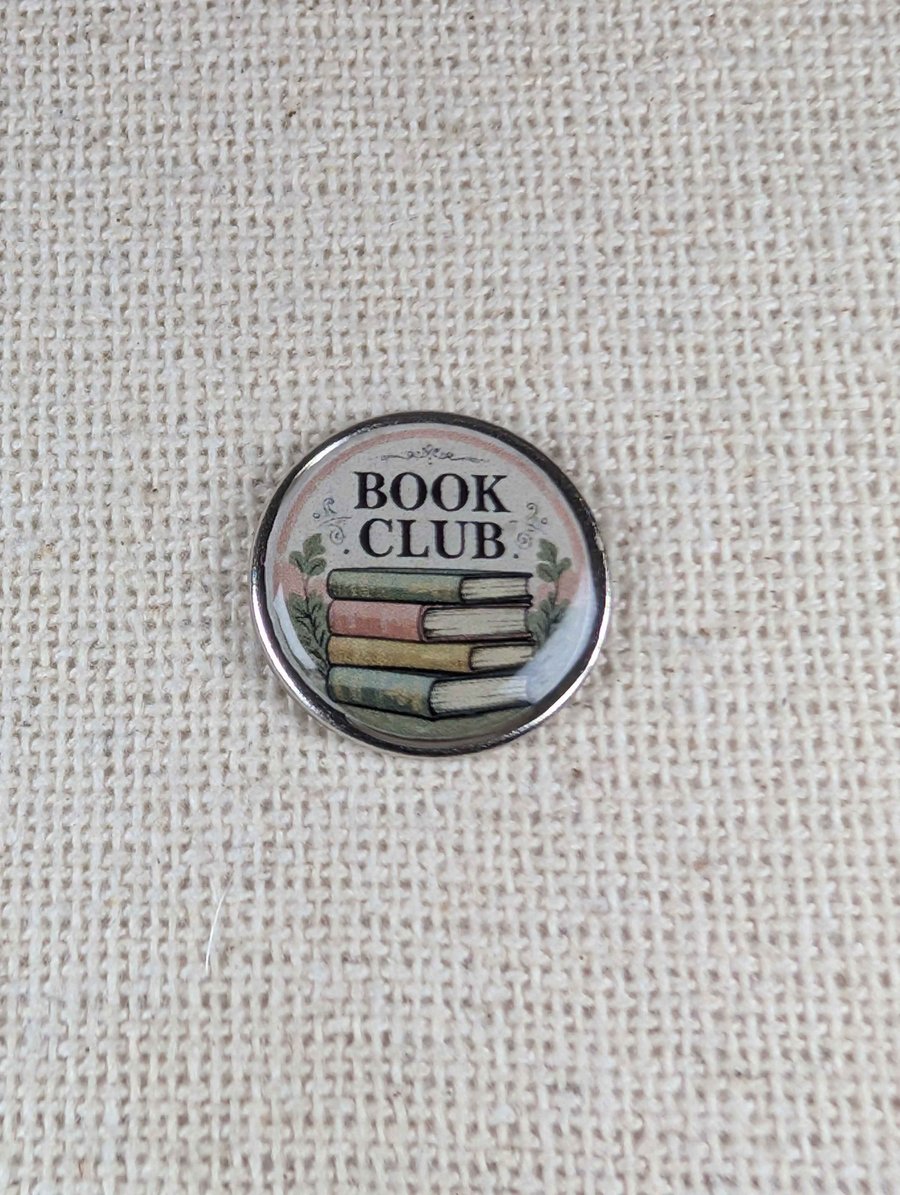 Book Club - Book Lover Themed Pin - Large Resin Topped Pin Badge