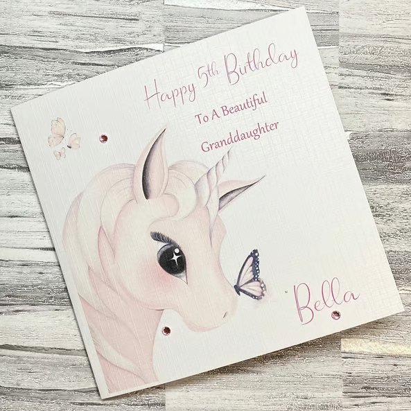 Unicorn Personalised Birthday Card For Her Little Girls Gift Happy Birthday