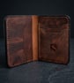 Mahogany Chestnut Full Grain Leather Mini Wallet Compact Bifold Handmade UK