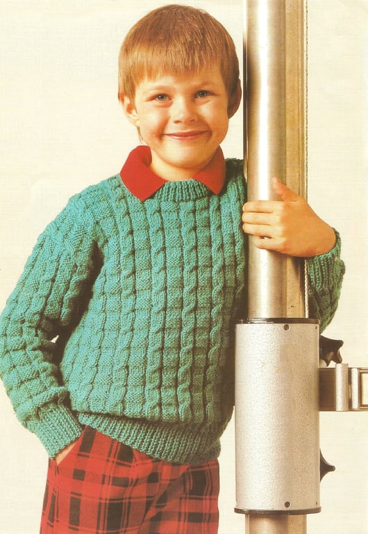 VINTAGE KNITTING PATTERN Boys Textured Sweater