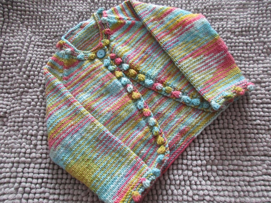 Special order for MH 22"" Multi Coloured Baby Bobble Edged Cardigan