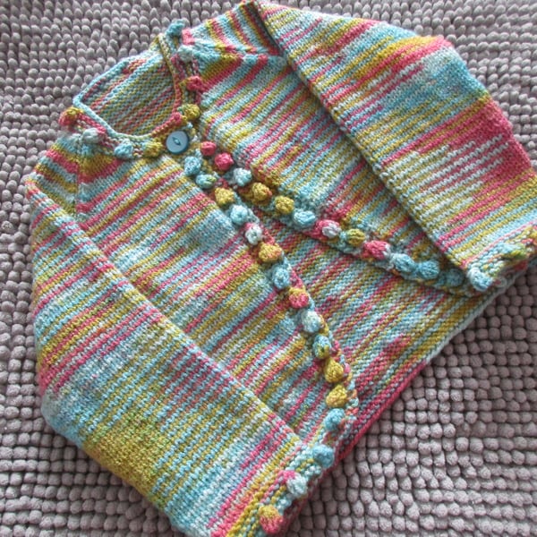 Special order for MH 22"" Multi Coloured Baby Bobble Edged Cardigan