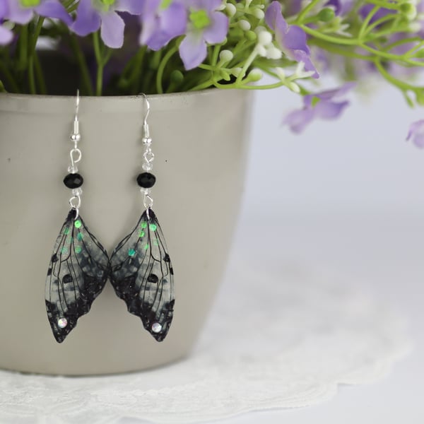 Fairy Wing Earrings Black Butterfly Gothic Fairycore Cottagecore Boho Fairy Gift