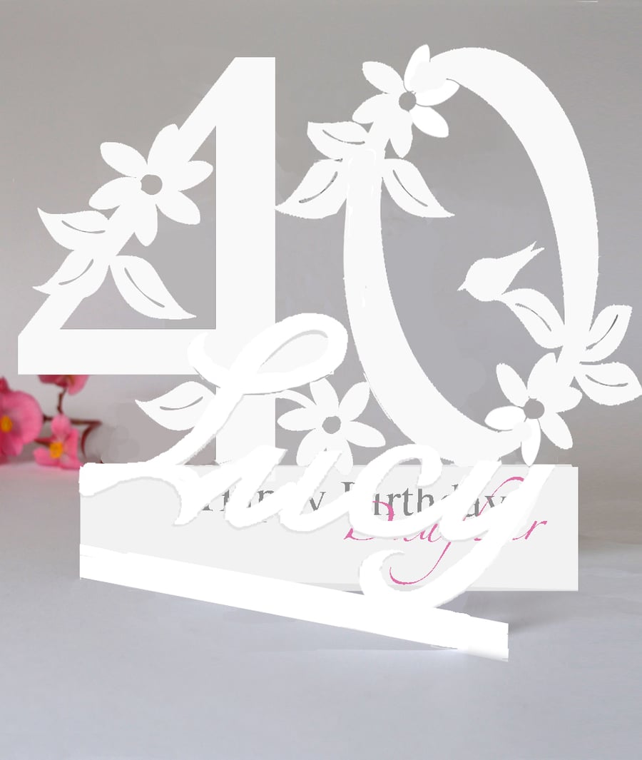 Personalised 40th 3d Birthday card for a Mum, Wife, Sister, Daughter etc