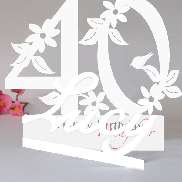 Personalised 40th 3d Birthday card for a Mum, Wife, Sister, Daughter etc