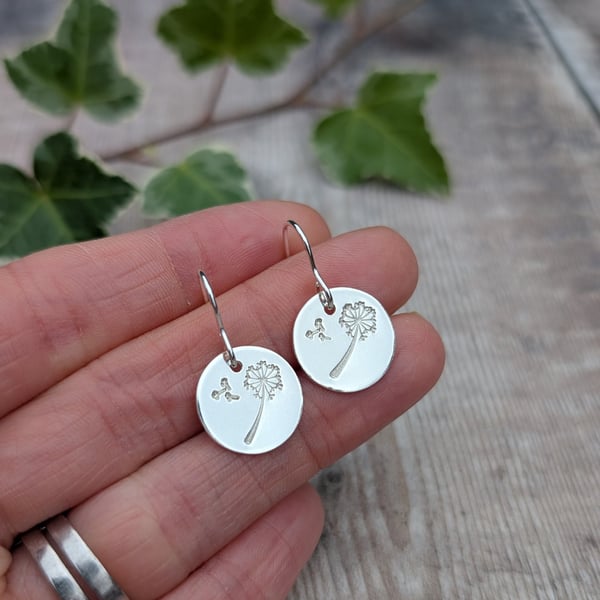 Sterling Silver Dandelion and Wishes Disc Earrings - JBJ1062