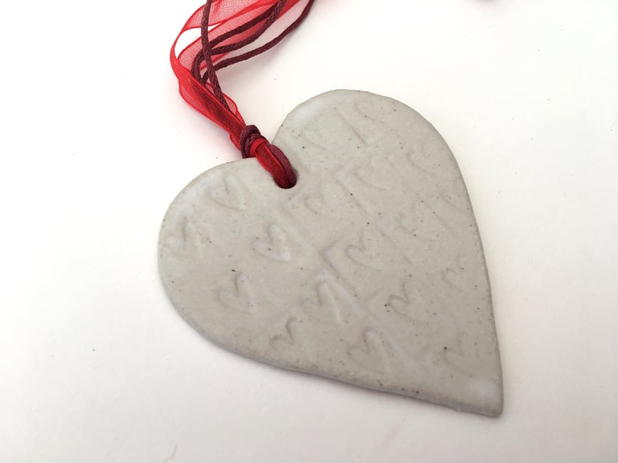 Handmade Loveheart hanger, handmade pottery, ceramic heart