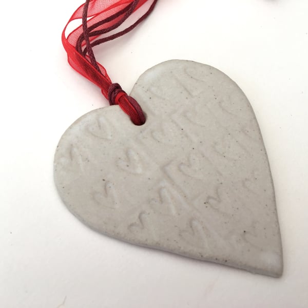 Handmade Loveheart hanger, handmade pottery, ceramic heart