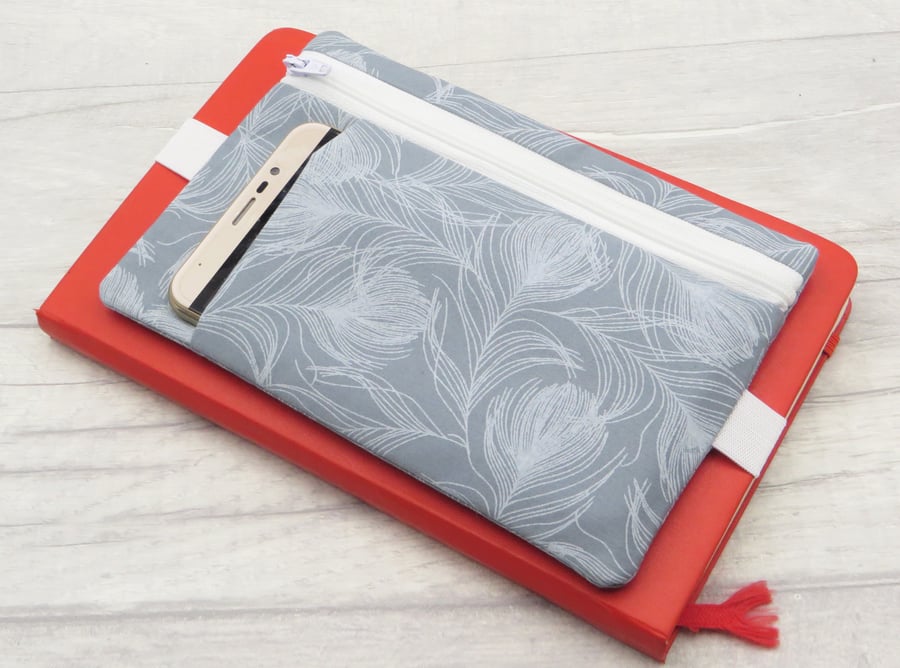 Zipped Bullet Journal Pouch with front pocket and elastic band