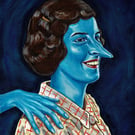 Blue lady with long nose