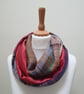 Sari silk and tweed double sided infinity scarf - snood. Shades of peach, turquo - Image 7