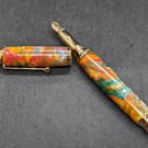 Multi coloured fountain pen in aluminite