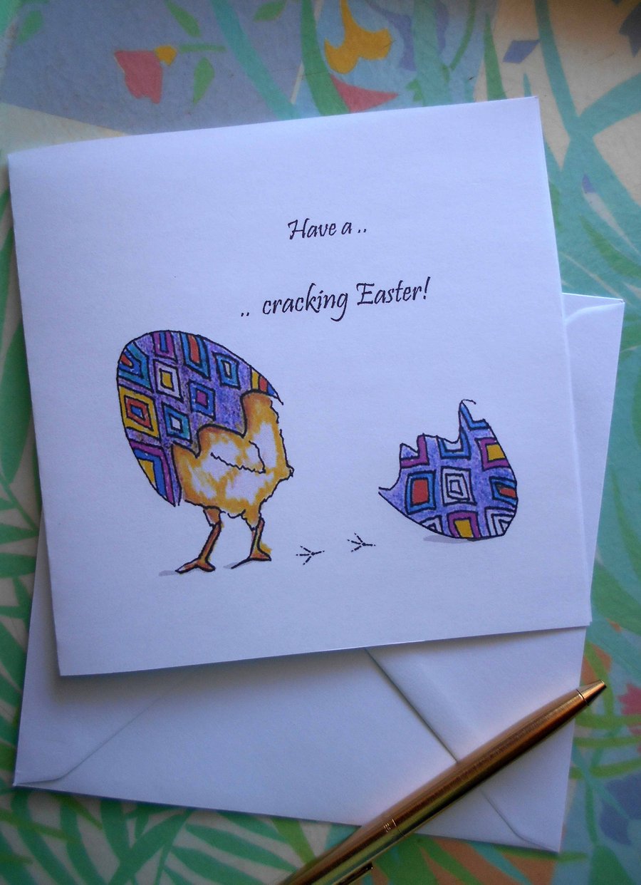 Funny Easter Chick Handdrawn Pun Card