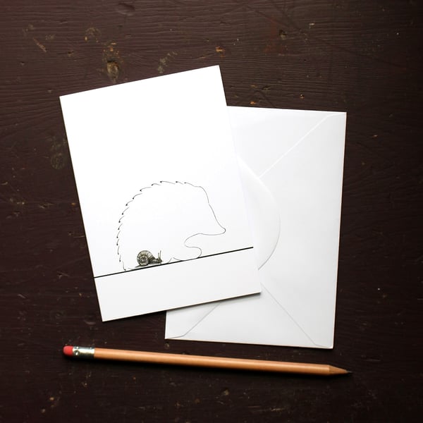 Snail Hedgehog Greetings Card