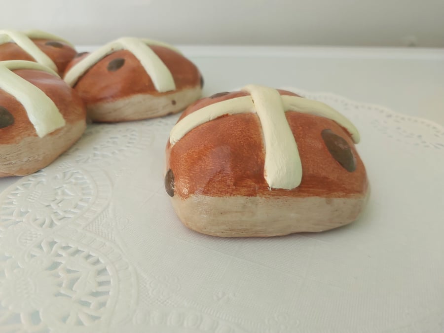 Handcrafted Fake Hot Cross Bun Decorative Easter Spring Decor