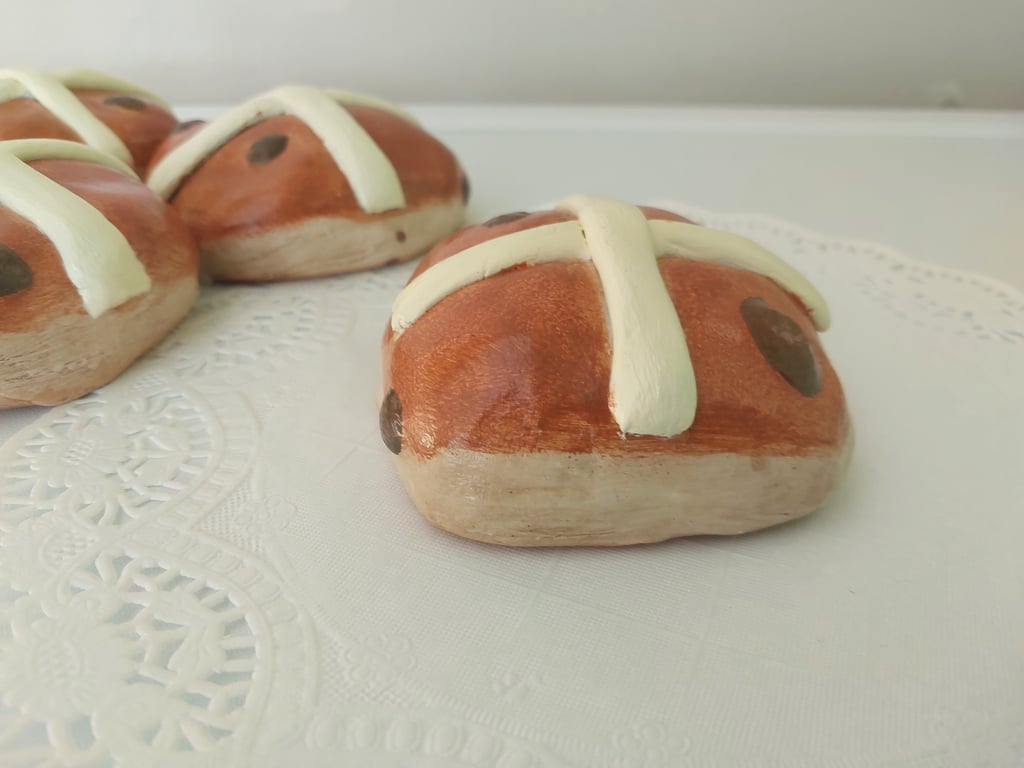 Handcrafted Fake Hot Cross Bun Decorative Easter Spring Decor