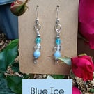 "Blue Ice" - Sparkly beaded hook earrings (Sterling silver hooks) 