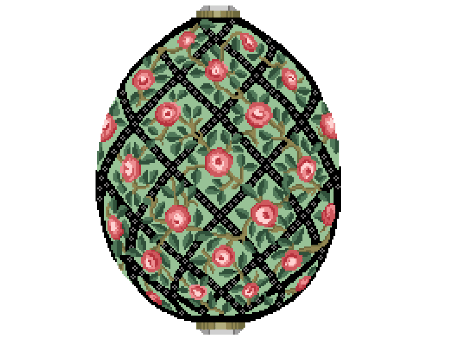 120 - Cross Stitch Imperial Egg Golden Rose Trellis - Modern Easter Egg