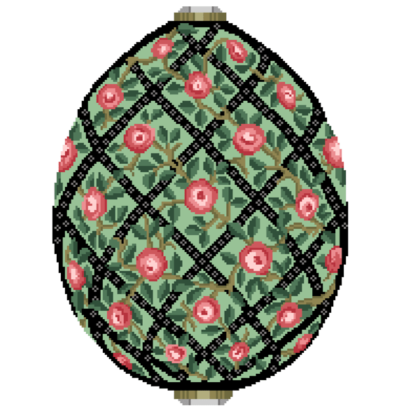 120 - Cross Stitch Imperial Egg Golden Rose Trellis - Modern Easter Egg