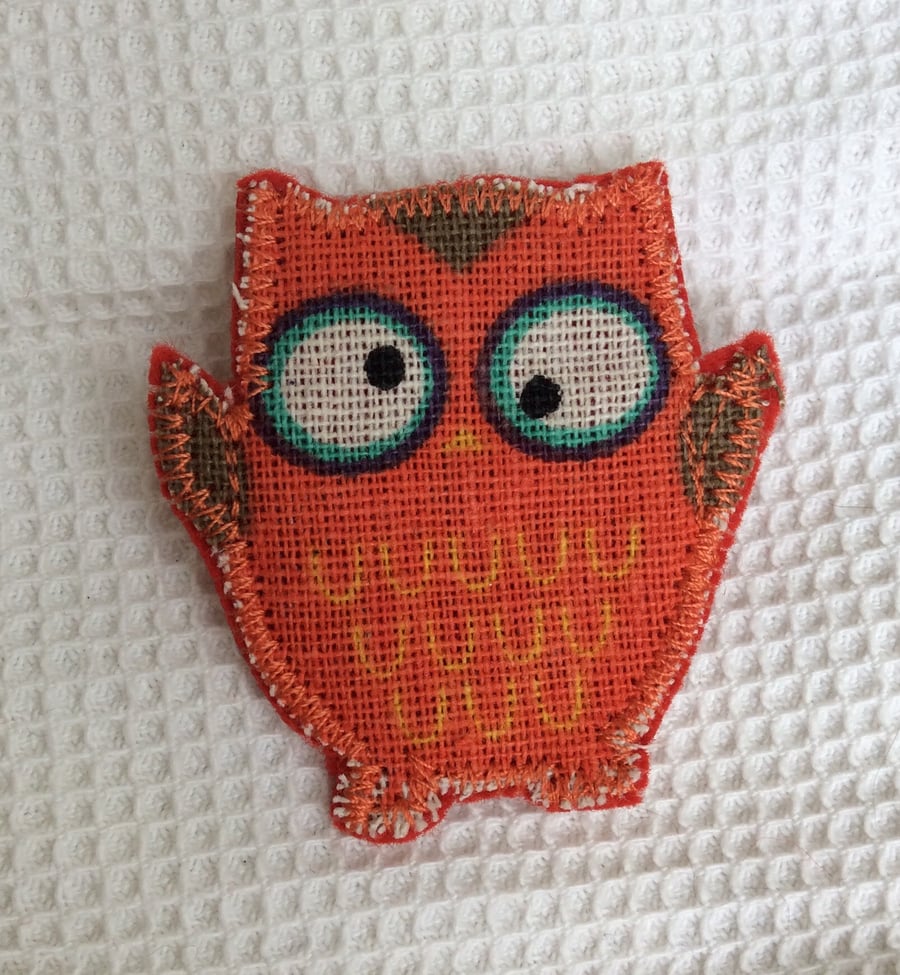 Fabric owl  brooch, badge