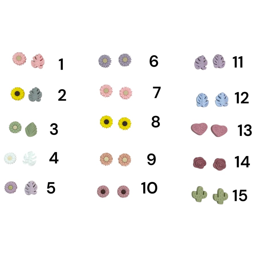 Stitch stoppers for knitting needles in a flower and leaf shape, silicone