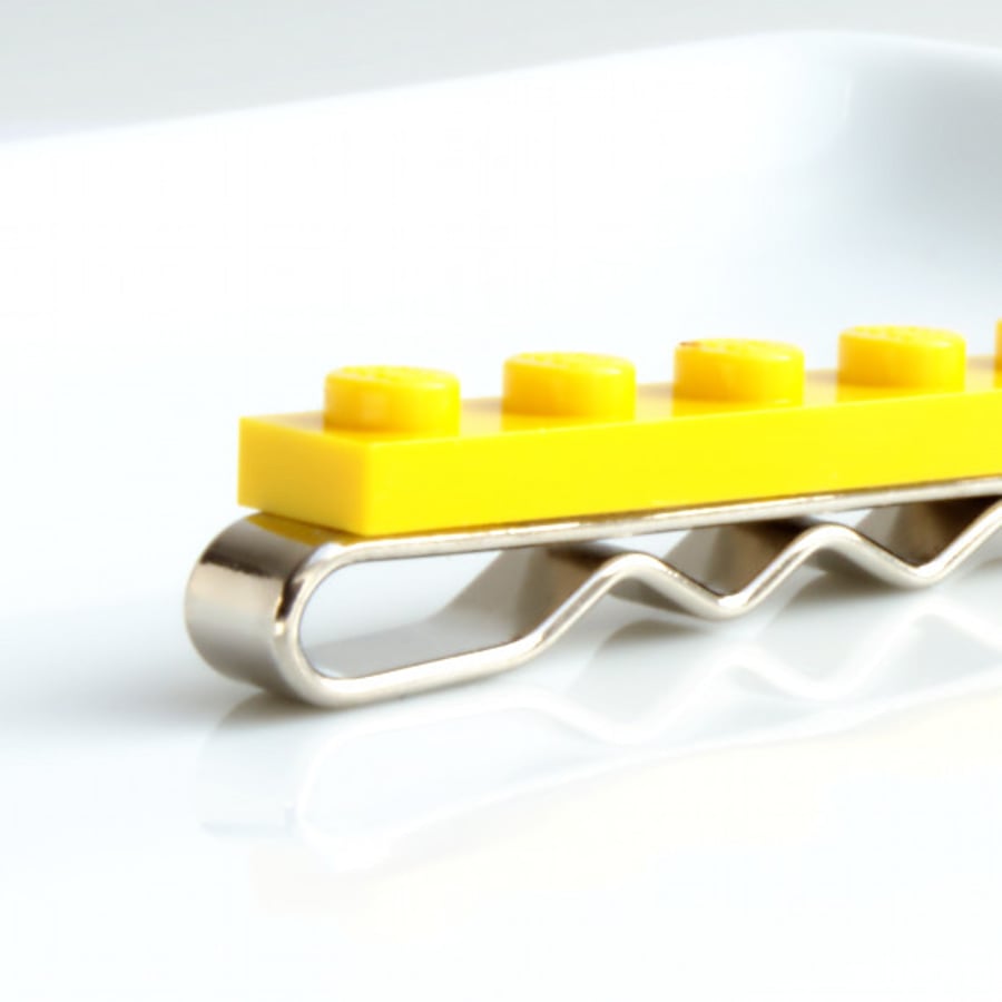 Yellow Lego Tie Clip for Weddings Fun & Special Occasions, more colors available