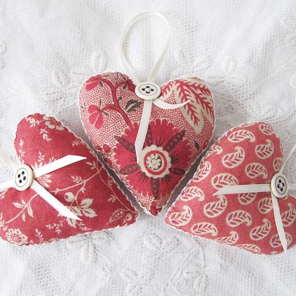 SET OF 3 LAVENDER BAGS - HEART SHAPED