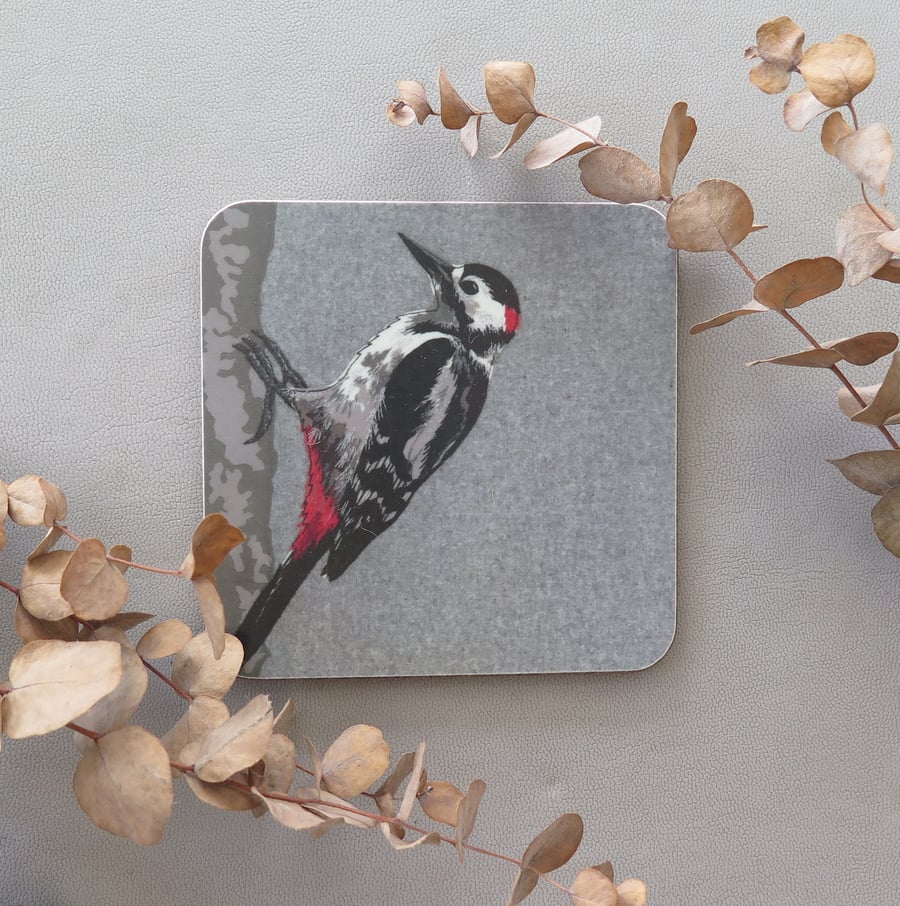 Great Spotted Woodpecker coaster