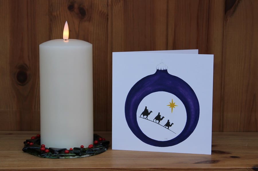 Christmas card 3 Kings card printed from an original watercolour Kings Bauble