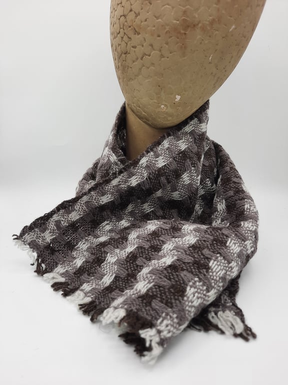 Mid-century 'tidy' lambswool scarf - just-about mauve blocks