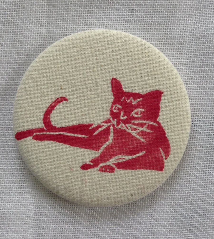 Hand Printed Cat Pocket Mirror