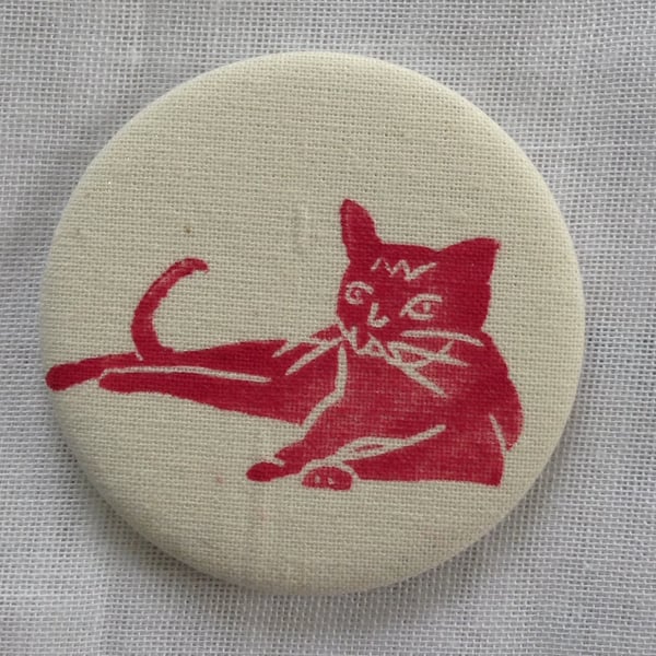 Hand Printed Cat Pocket Mirror