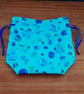 Blue Batik Spot Reusable Gift Bag - Fabric Drawstring Present Bag - Image 4