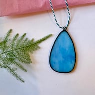 Pastel blue stained glass easter egg, easter decoration, easter gift