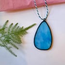 Pastel blue stained glass easter egg, easter decoration, easter gift