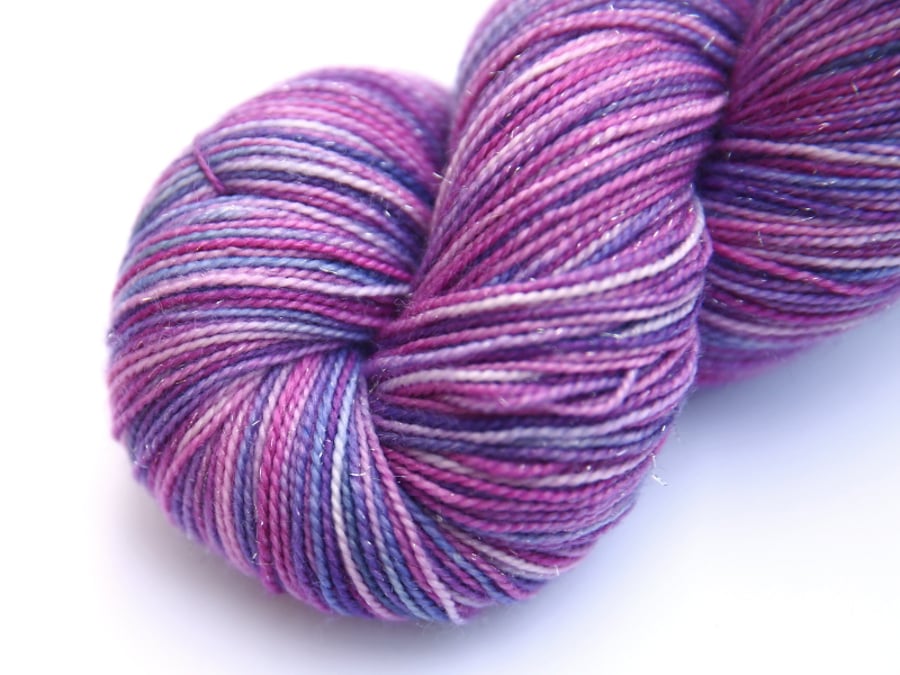 SALE: Tea and Cupcakes - Silver Sparkly Superwash merino 4-ply yarn