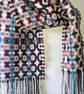 Handwoven Lambswool Scarf in Red and Brown, Golfballs 5 - Image 5