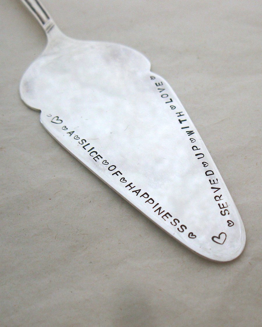 Cake slice, hand stamped, a slice of happiness