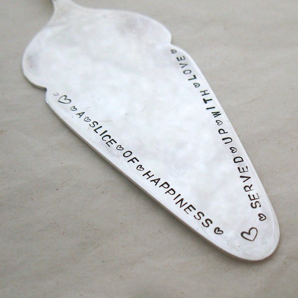 Cake slice, hand stamped, a slice of happiness