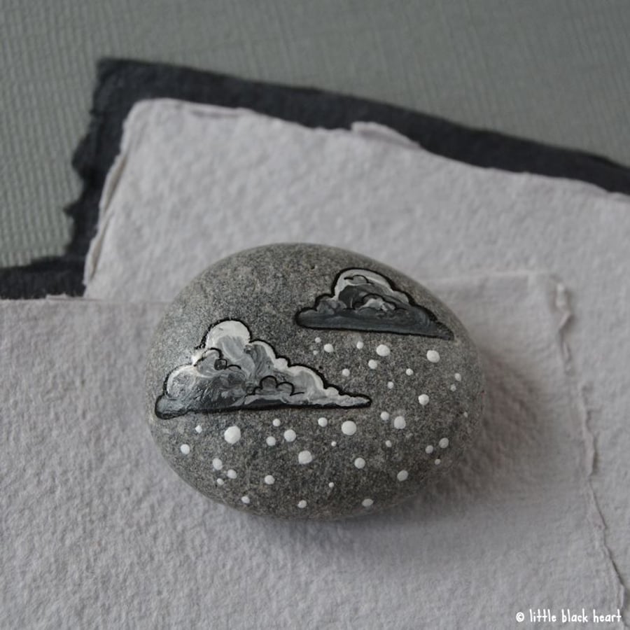 snow cloud 1 - painted pebble